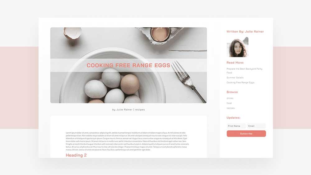 Blog post with sidebar