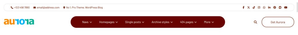 Aurora WordPress theme: Elegant Header