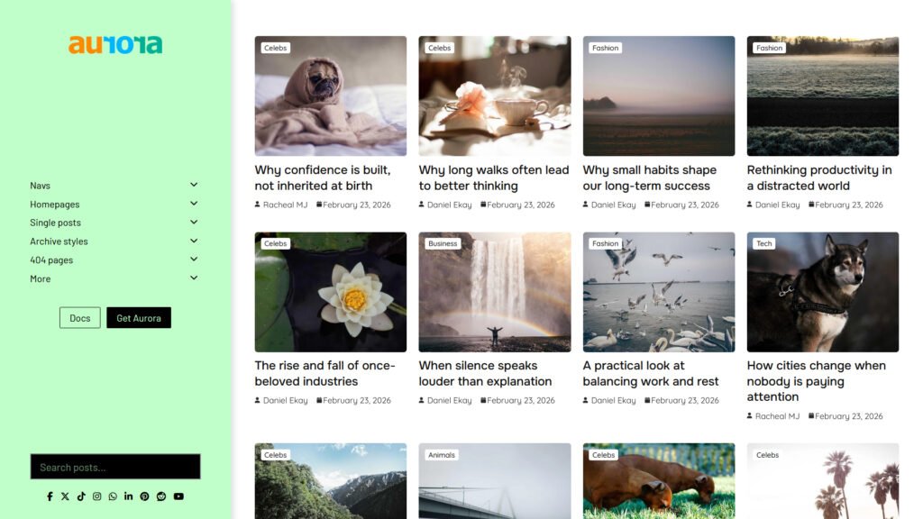 Aurora WordPress theme: Vertical Header