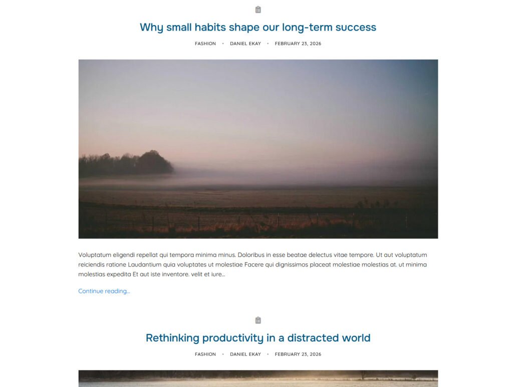 Aurora WordPress theme Archive: Magazine Layout