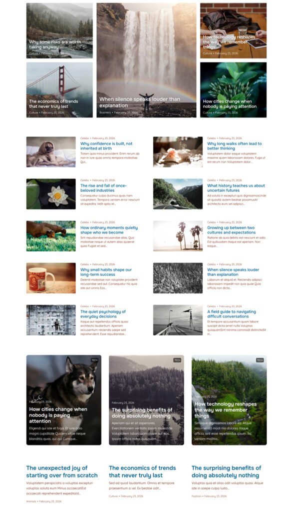 Aurora WordPress Blog theme: Bold Homepage style