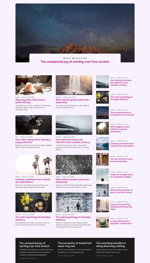 Aurora Blog theme: Default Homepage style
